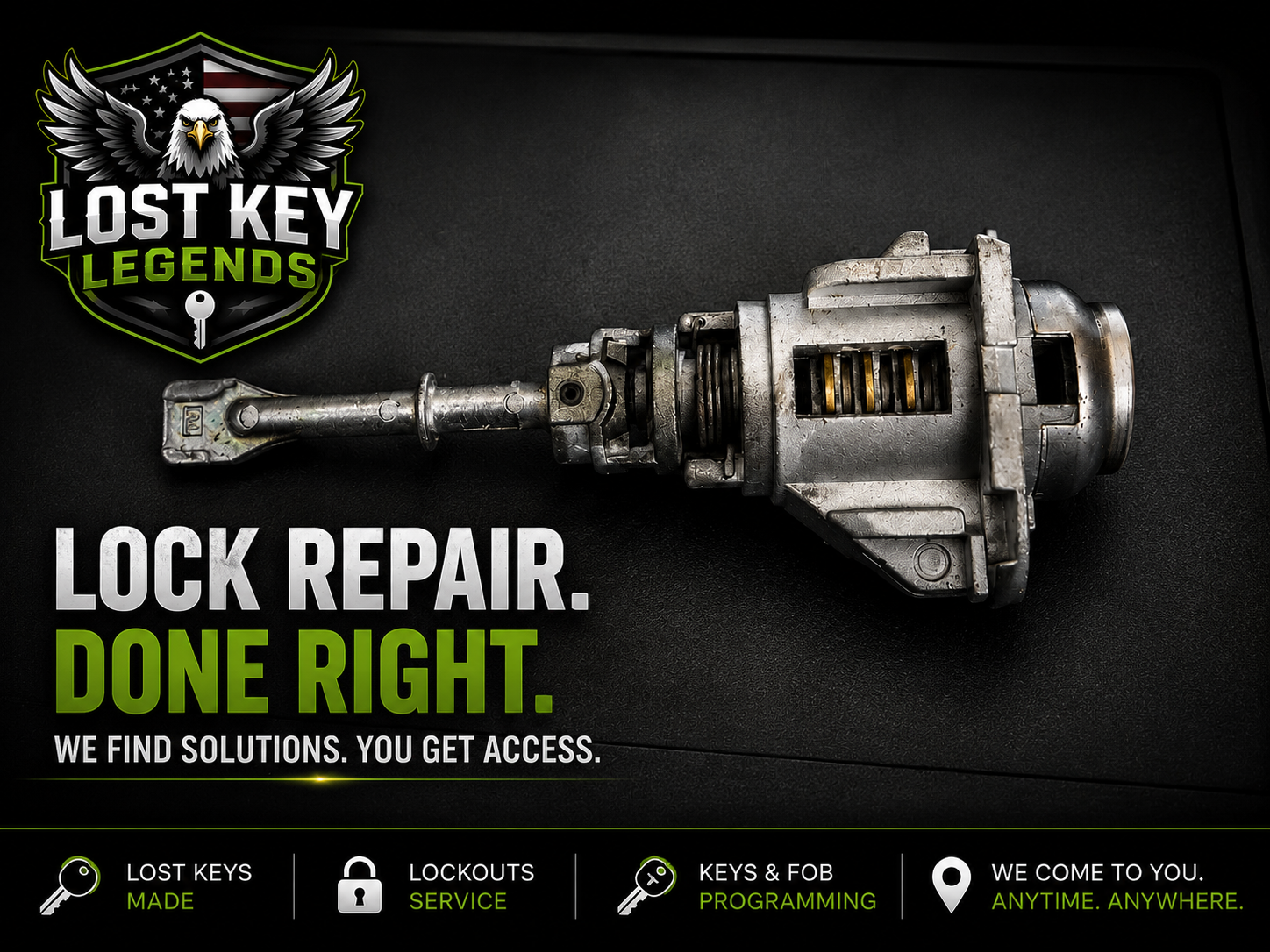 Automotive lock cylinder rebuilt during lock repair and broken key extraction service
