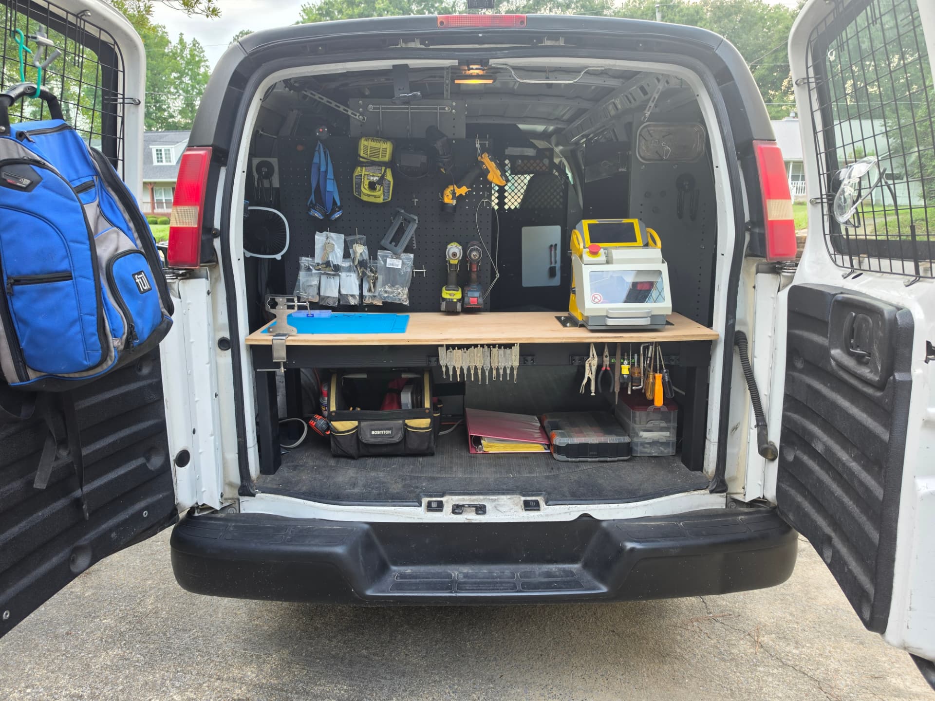 Lost Key Legends mobile locksmith van workshop used for smart & proximity key programming in Moody, Alabama